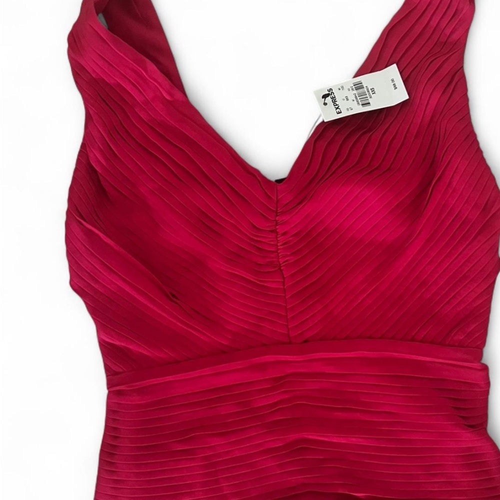 Express Fuchsia Pleated V-Neck top
